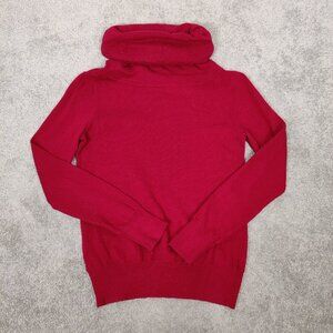 Jacob Women's Turtleneck Sweater Size M Red Viscose Cotton Cashmere Wool Stretch